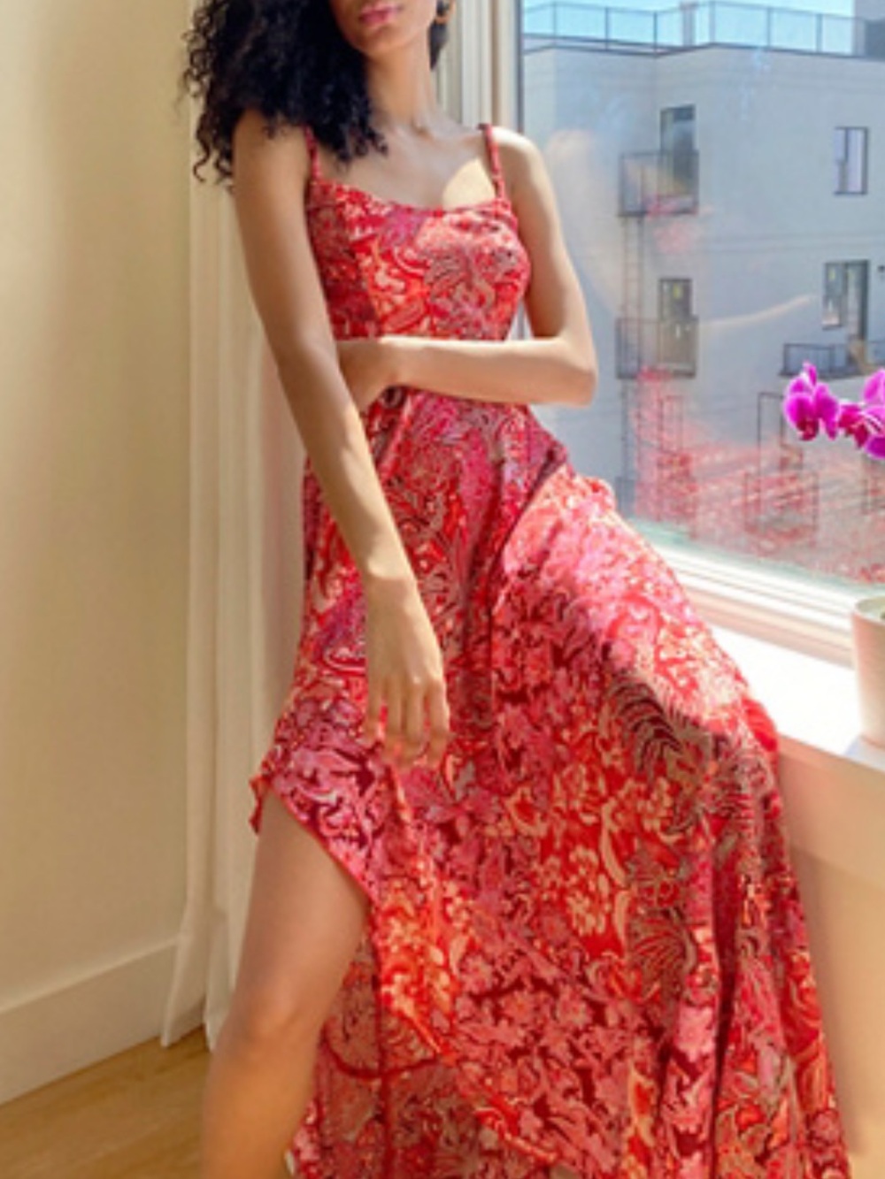 Free People Intimately Free All Yours Red Paisley Slip Dress